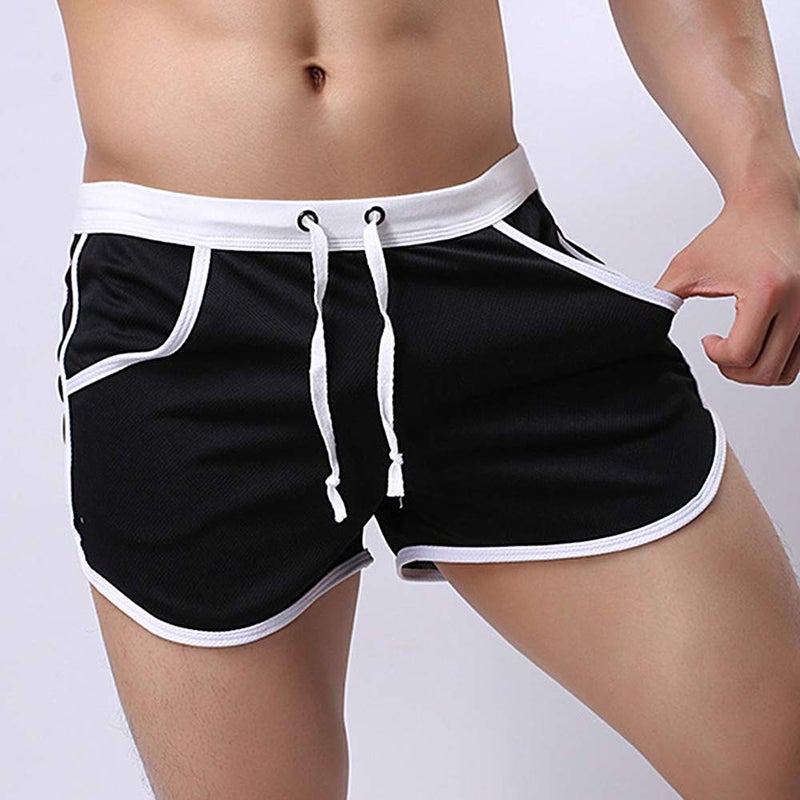 Rexcyril Men's Running Workout Bodybuilding Gym Shorts Athletic Sports Casual Short Pants Small Black - Image 2